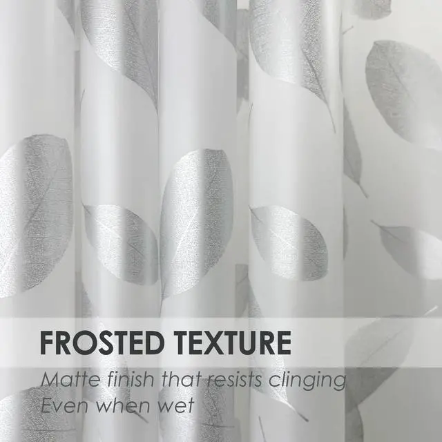 Alt view image 3 of 7 - Silver Leaf Plastic Shower Curtain Liner, Waterproof, 70x72 in
