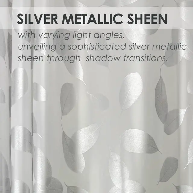 Alt view image 4 of 7 - Silver Leaf Plastic Shower Curtain Liner, Waterproof, 70x72 in