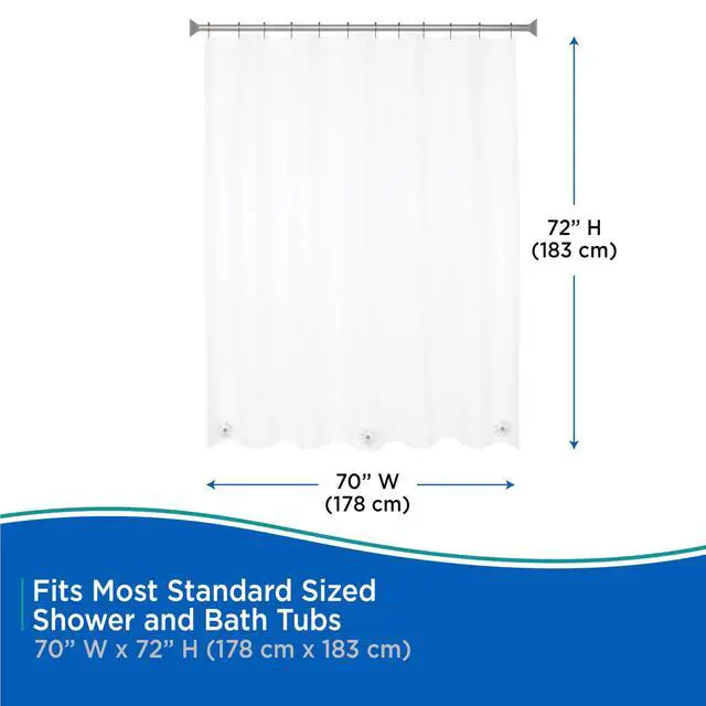 Alt view image 7 of 7 - KN61708 Medium Weight 5 Gauge Waterproof PEVA Shower Curtain Liner with Durable Eyelet Hang Holes, Weighted Magnetic Hem, and 12 Piece Beaded Roller Ring Set for Bathroom, 70" W x 72" H, Clear
