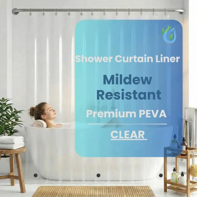 Main image of ® Premium Clear Shower Curtain Liner 72x72 Waterproof, Quick Dry, Odor Free, Eco Friendly, Non-Toxic with 3 Weighted Magnets & 12 Rustproof Grommets Bathroom Accessories