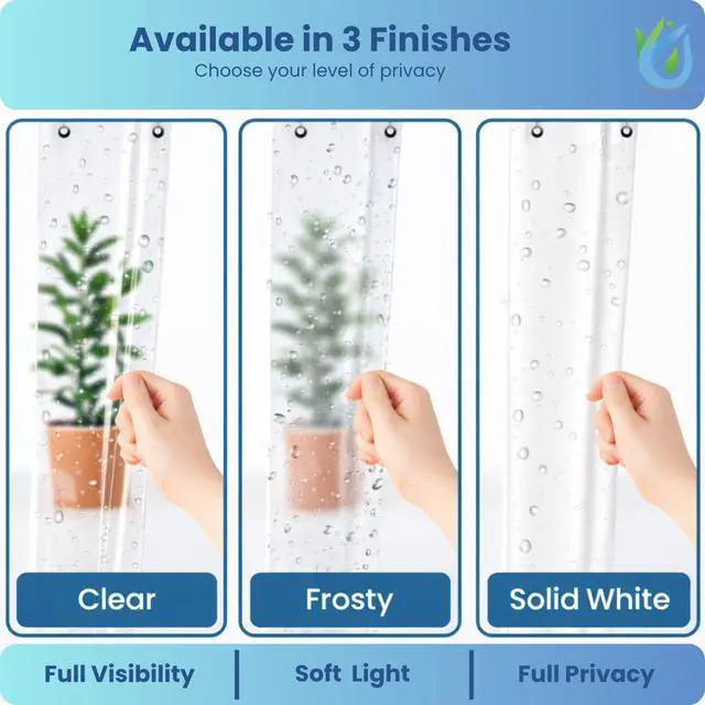 Alt view image 4 of 7 - ® Premium Clear Shower Curtain Liner 72x72 Waterproof, Quick Dry, Odor Free, Eco Friendly, Non-Toxic with 3 Weighted Magnets & 12 Rustproof Grommets Bathroom Accessories