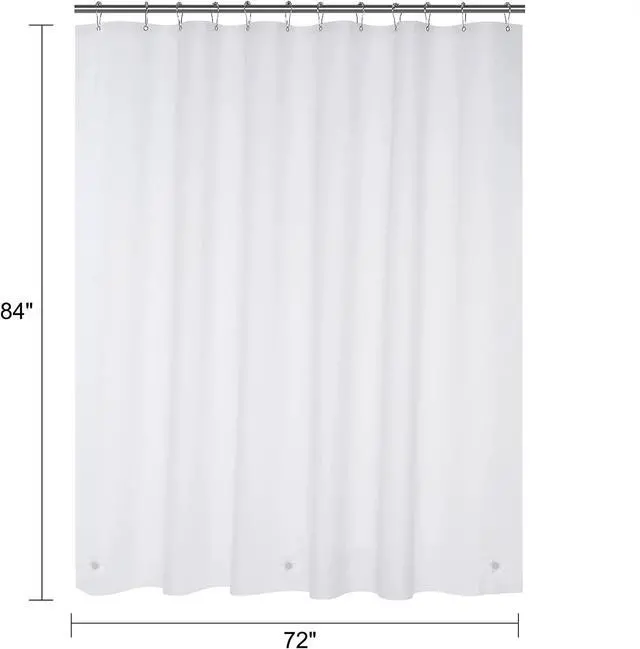 Alt view image 7 of 7 - White Extra Wide Shower Curtain Liner 72 x 84 inch Plastic Shower Liner Washable Inside Shower Curtain Liner PEVA Shower Curtains for Bathroom with Magnets and Rustproof Metal Grommet Holes