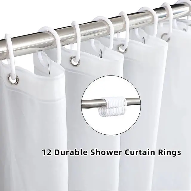 Alt view image 3 of 7 - White Extra Wide Shower Curtain Liner 72 x 84 inch Plastic Shower Liner Washable Inside Shower Curtain Liner PEVA Shower Curtains for Bathroom with Magnets and Rustproof Metal Grommet Holes