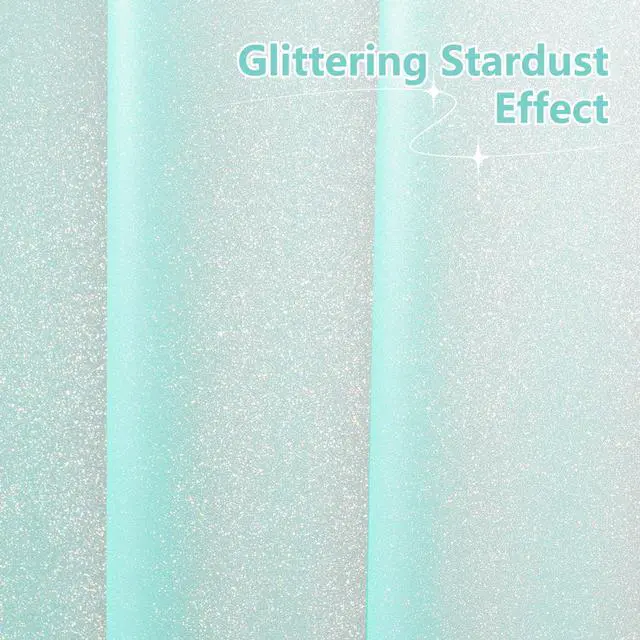Alt view image 2 of 7 - Waterproof Plastic Glitter Shower Curtain Teal, Sparkle PEVA Shower Curtain Liner with 3 Large Magnets, 72 x 72 inch Aqua Green Cute Bathroom Shimmer Shower Curtain Lightweight