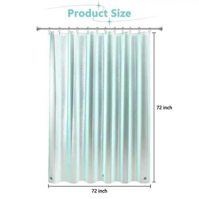Alt view image 7 of 7 - Waterproof Plastic Glitter Shower Curtain Teal, Sparkle PEVA Shower Curtain Liner with 3 Large Magnets, 72 x 72 inch Aqua Green Cute Bathroom Shimmer Shower Curtain Lightweight