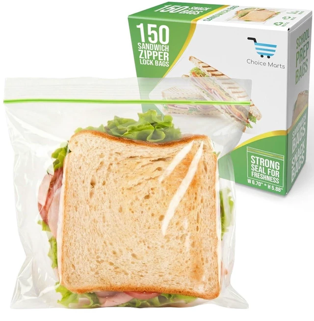 Main image of Sandwich Bags - 150 pcs, Leak Proof Zipper Food Storage Bags