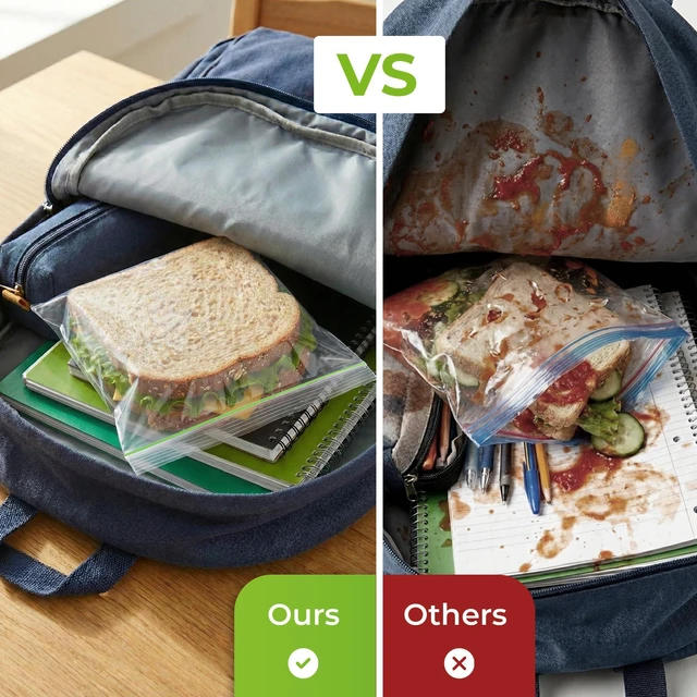 Alt view image 7 of 7 - Sandwich Bags - 150 pcs, Leak Proof Zipper Food Storage Bags