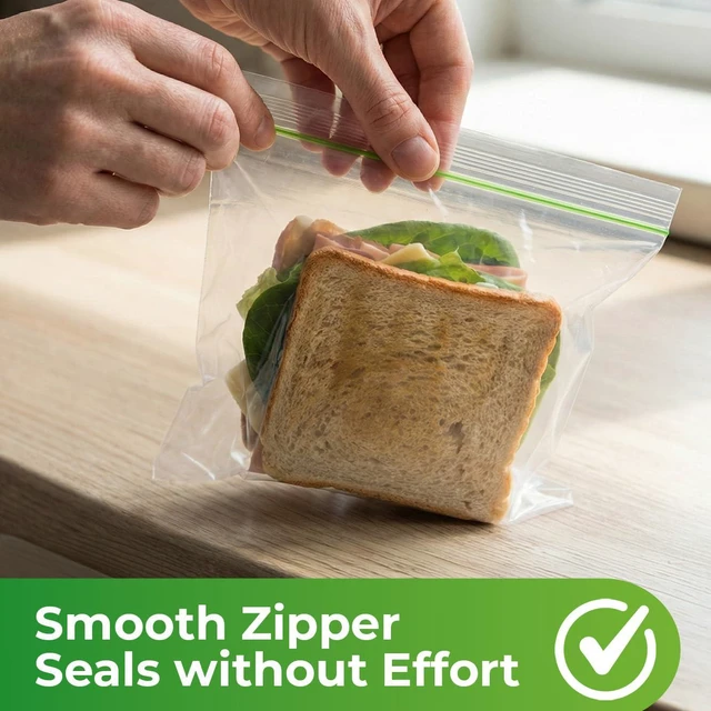 Alt view image 6 of 7 - Sandwich Bags - 150 pcs, Leak Proof Zipper Food Storage Bags
