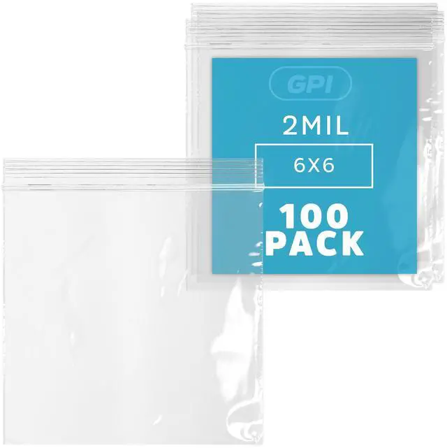 Main image of 6" x 6" Zip Sandwich Bags, 100 Pack, Clear Plastic Reclosable Poly Baggies, 2 mil with Resealable Zip Top Lock for Storage & Packaging Food, Snacks, Pharmaceutical & Industrial Supplies. GPI