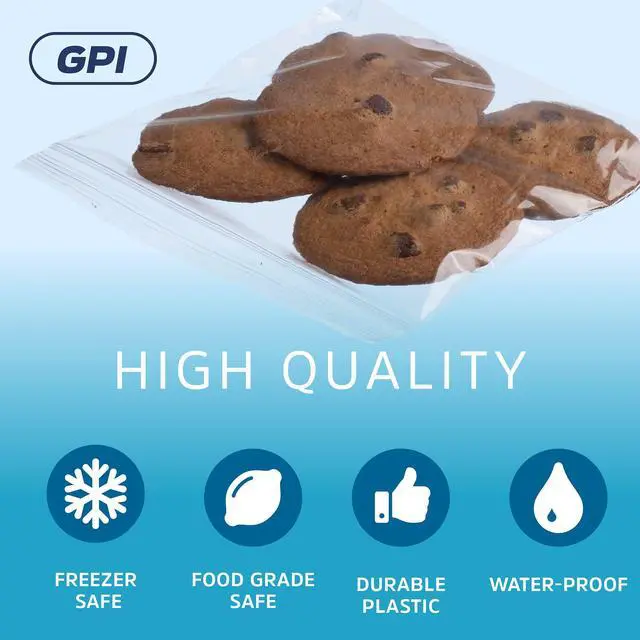 Alt view image 3 of 7 - 6" x 6" Zip Sandwich Bags, 100 Pack, Clear Plastic Reclosable Poly Baggies, 2 mil with Resealable Zip Top Lock for Storage & Packaging Food, Snacks, Pharmaceutical & Industrial Supplies. GPI