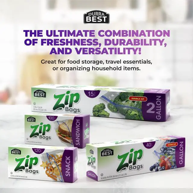 Alt view image 7 of 7 - Sandwich Zip Bags - 100 Count | Leak-Proof, Freezer Safe & Reusable Food Storage Bags for Lunch & Snacks | Durable BPA-Free Seal | DURRA BEST