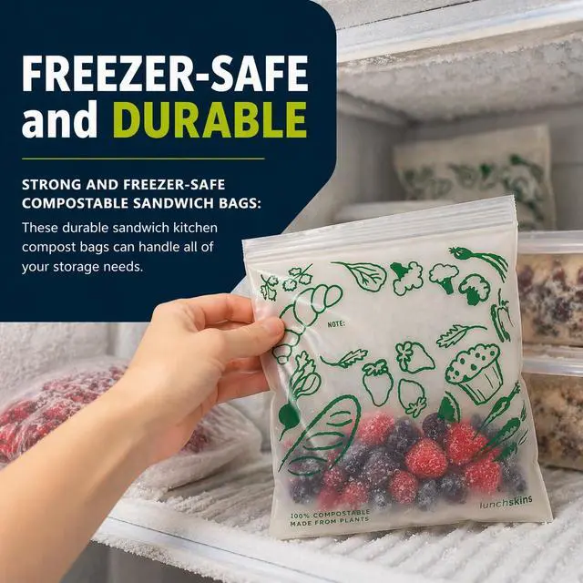 Alt view image 3 of 4 - Ziptop BPI Certified Compostable & Resealable Freezer-Safe Food Storage Bags, Sandwich Size, 50 Bags - Eco-Friendly, Made Without PFAS and BPA
