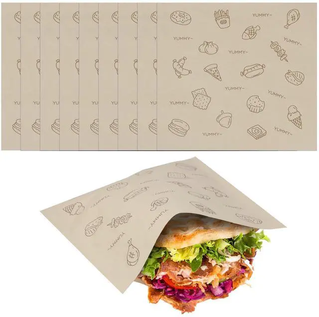 Main image of 50Pack Paper Sandwich Bags, 7.8 x 8Paper Snack Bags Kraft Papers Stock Bag