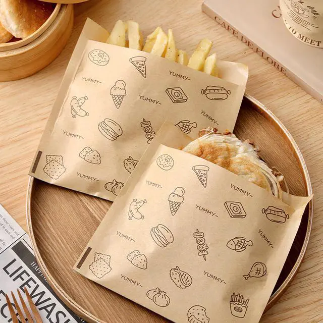 Alt view image 6 of 7 - 50Pack Paper Sandwich Bags, 7.8 x 8Paper Snack Bags Kraft Papers Stock Bag