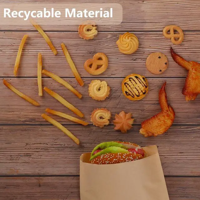 Alt view image 6 of 6 - Paper Sandwich Bags 100 Pack, Grease-Resistant Kraft Snack Bags, Pastry Bags for Cookies Treats, Bread, Fries, Muffins (5.9x6.69 Inch)