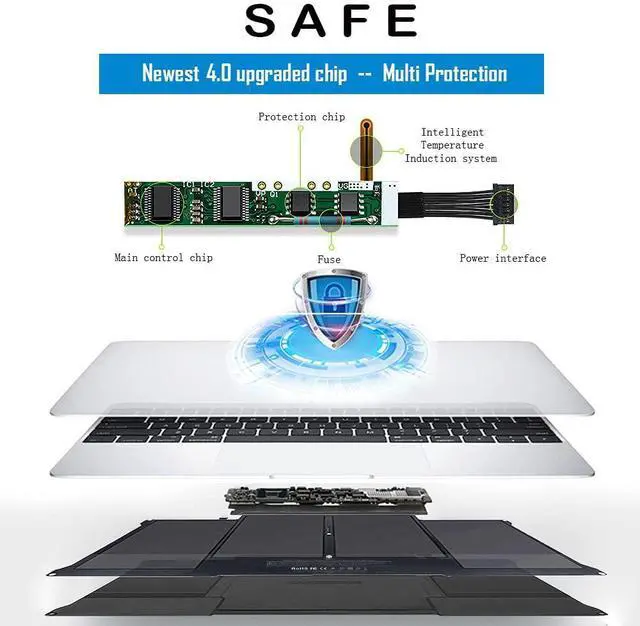 Alt view image 2 of 6 - Replacement Battery for MacBook Air 13 inch A1466 (Mid 2012, Mid 2013, Early 2014, Early 2015,2017) A1369(Late 2010, Mid 2011) 8000mAh Laptop Battery for Apple MacBook Air A1496 A1377 A1405 Battery