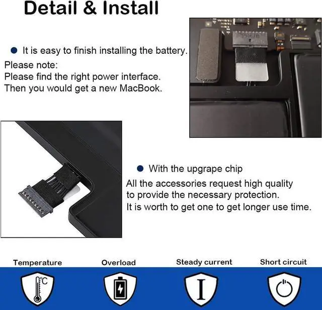 Alt view image 4 of 6 - Replacement Battery for MacBook Air 13 inch A1466 (Mid 2012, Mid 2013, Early 2014, Early 2015,2017) A1369(Late 2010, Mid 2011) 8000mAh Laptop Battery for Apple MacBook Air A1496 A1377 A1405 Battery
