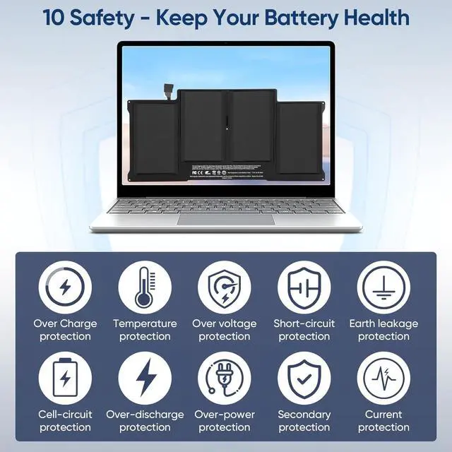 Alt view image 5 of 7 - 8000mAh A1466 Replacement Laptop Battery for MacBook Air 13 inch A1466 (Mid 2012,Mid 2013,Early 2014,Early 2015,2017) A1369(Late 2010,Mid 2011 Version) A1496 A1405 A1377 (EMC :2925, 2469, 2559, 2392)