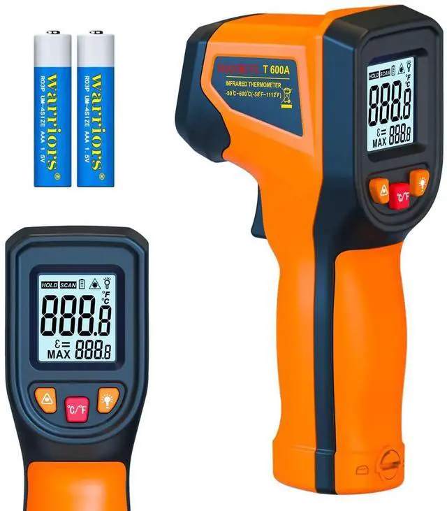 Alt view image 8 of 14 - Upgraded Digital Infrared Thermometer Gun -58°F~1112°F, Handheld Non Contact Heat Laser Temperature Gun, IR Thermometer Temp Gun with Adjustable Emissivity for Cooking/BBQ/Fridge/Engine(Not for Human)