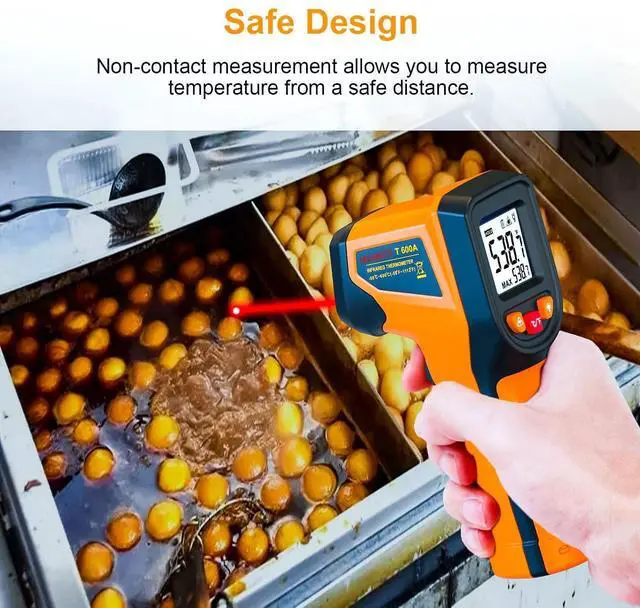 Alt view image 12 of 14 - Upgraded Digital Infrared Thermometer Gun -58°F~1112°F, Handheld Non Contact Heat Laser Temperature Gun, IR Thermometer Temp Gun with Adjustable Emissivity for Cooking/BBQ/Fridge/Engine(Not for Human)