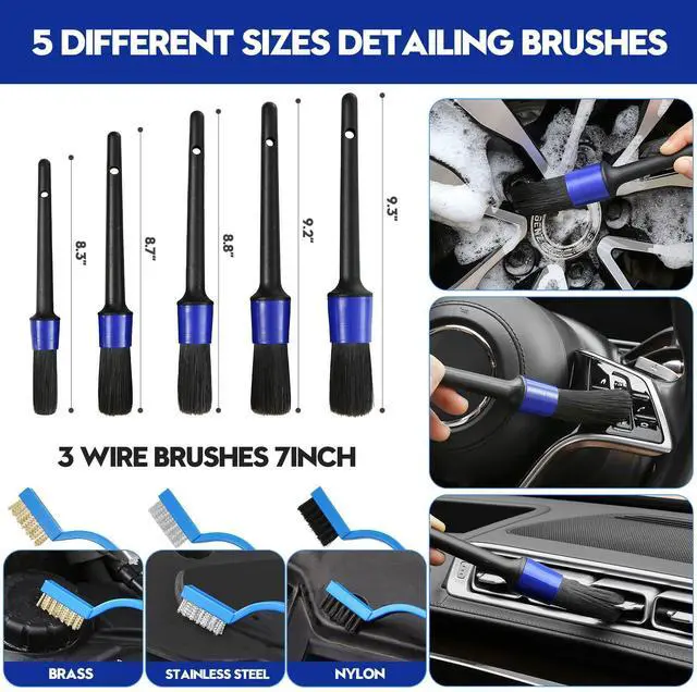 Alt view image 12 of 13 - 34Pcs Car Detailing Kit, Car Detailing Brush Set, Car Wash Cleaning Kit, Car Detailing Brushes, Professional Car Care Kit for Interior Exterior Wheels, Blue
