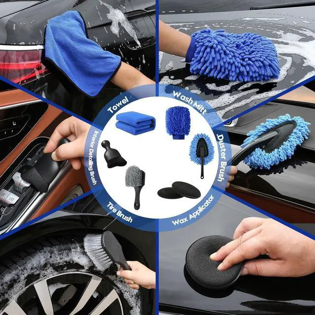 Alt view image 13 of 13 - 34Pcs Car Detailing Kit, Car Detailing Brush Set, Car Wash Cleaning Kit, Car Detailing Brushes, Professional Car Care Kit for Interior Exterior Wheels, Blue