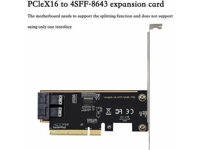 Alt view image 3 of 5 - Deuninker PCIe 3.0 x16 to U.2 (SFF-8643) NVMe Expansion Card 4/2/1 Port Adapter for U.2 SSDs, Compatible with PCIe x8/x16 Slots (2 Ports)
