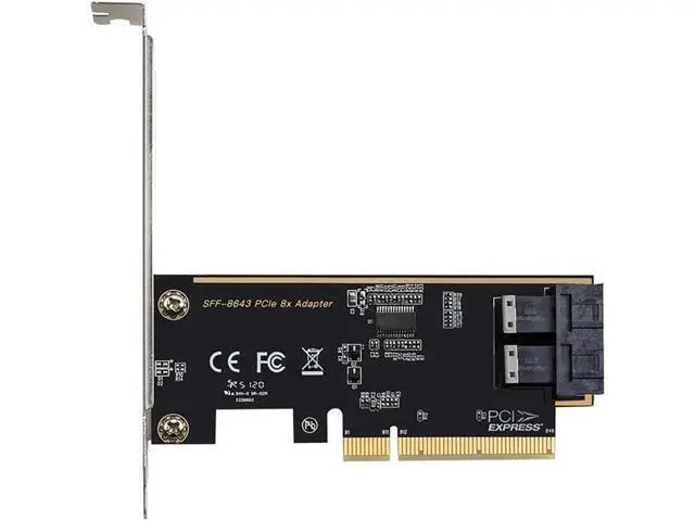 Alt view image 5 of 5 - Deuninker PCIe 3.0 x16 to U.2 (SFF-8643) NVMe Expansion Card 4/2/1 Port Adapter for U.2 SSDs, Compatible with PCIe x8/x16 Slots (2 Ports)