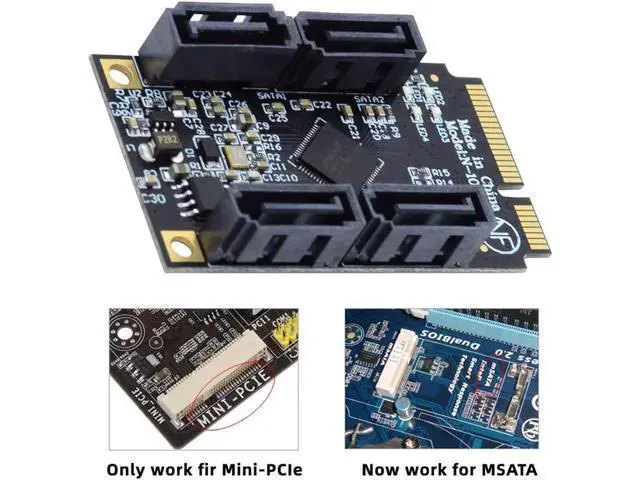 Alt view image 5 of 7 - Deuninker Mini PCI-E PCI Express to SATA 3.0 Four Ports Adapter Converter 6Gbps Hard Drive Extension Card for SSD