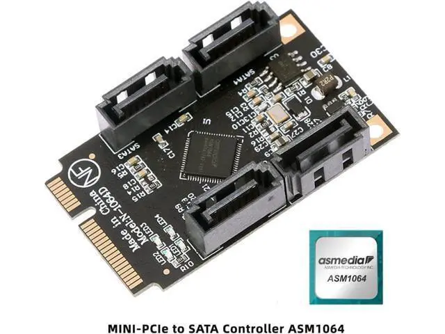 Alt view image 6 of 7 - Deuninker Mini PCI-E PCI Express to SATA 3.0 Four Ports Adapter Converter 6Gbps Hard Drive Extension Card for SSD