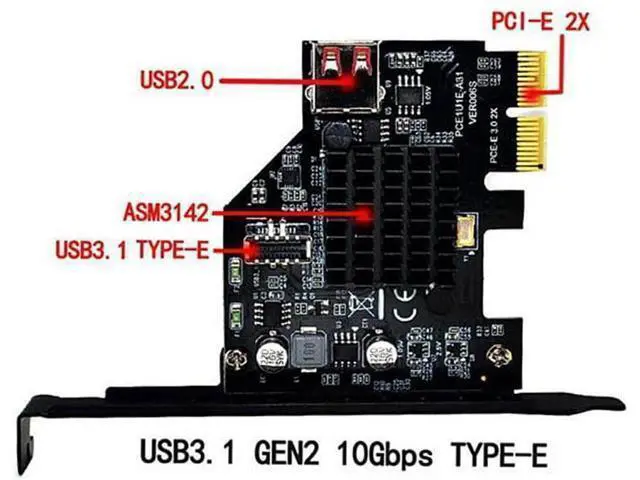 Alt view image 2 of 7 - Deuninker USB 3.1 Front Panel Socket USB 2.0 to PCI-E Express Card Adapter for Motherboard