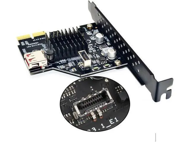Alt view image 4 of 7 - Deuninker USB 3.1 Front Panel Socket USB 2.0 to PCI-E Express Card Adapter for Motherboard