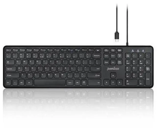 Main image of Perixx PERIBOARD-210C Wired Full-Size USB C Keyboard with Quiet Scissor Keys - Compatible with Tablets, Desktop, and Laptops - Black - US English