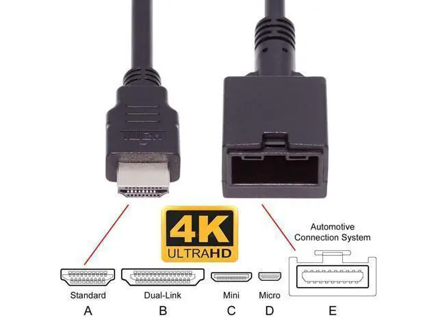 Alt view image 2 of 7 - Deuninker HDMI 1.4 Type A to Type-E Socket Video Audio 4K Cable for Automotive Connection System Grade Connector 0.5M