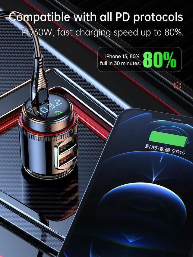 Alt view image 2 of 6 - QURO Magsafe Car Charger Wireless Phone Charger Stand USB C Fast Charging Apple Adapter Cigarette Lighter Plug for iPhone