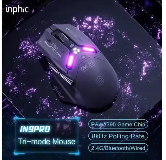 Alt view image 6 of 6 - Wsirak Triple Mode IN9PRO 3395 Wireless Gaming Mouse Wired Mechanical Esports Gaming Macro Laptop Mouse with 8K Receiver