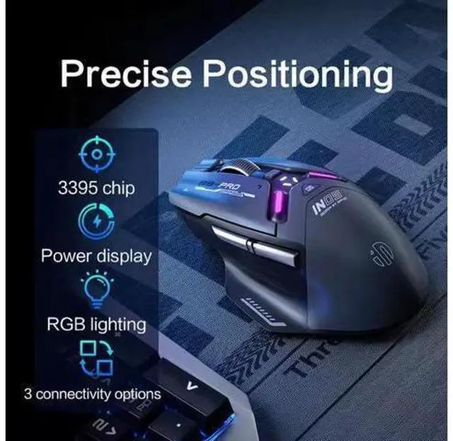 Alt view image 4 of 6 - Wsirak Triple Mode IN9PRO 3395 Wireless Gaming Mouse Wired Mechanical Esports Gaming Macro Laptop Mouse with 8K Receiver