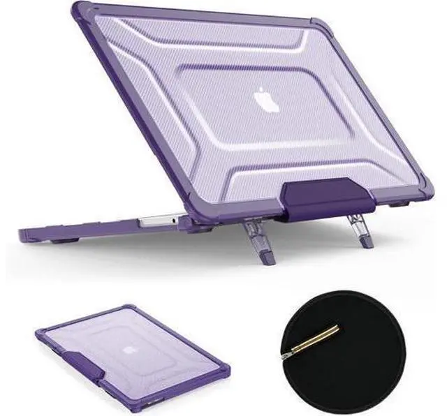 Main image of Deuninker Case for MacBook Air 15 inch 2025-2023 Release A3241 A3114/A2941 M4-M2 Chip, Shock-Absorbing Protection with Folding Stand &Mouse Pad/Bag Case for MacBook Air 15'' (Purple)