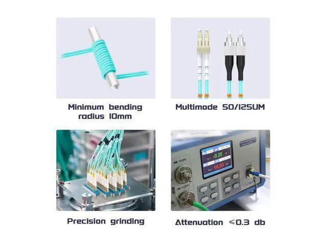 Alt view image 5 of 7 - Deuninker OM3 Fiber Patch Cable 30Meter/100ft, LC/UPC-FC/UPC Fiber Optic Cable Cord LSZH 10GB Multimode Duplex Jumper 50/125?m