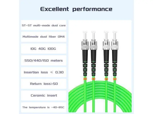 Alt view image 2 of 7 - Deuninker OM5 Fiber Patch Cable ST to ST UPC 10Meters/32ft 40Gb/100GB/giga-bit multimode Duplex Jumper MMF 50/125?m LSZH Fiber Optic Cord