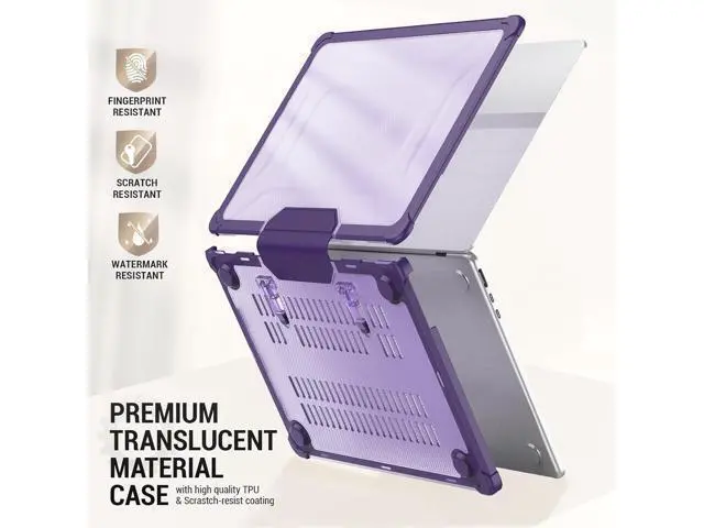 Alt view image 4 of 7 - Deuninker Case for MacBook Air 15 inch 2025-2023 Release A3241 A3114/A2941 M4-M2 Chip, Shock-Absorbing Protection with Folding Stand &Mouse Pad/Bag Case for MacBook Air 15'' (Purple)