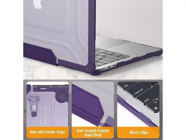 Alt view image 7 of 7 - Deuninker Case for MacBook Air 15 inch 2025-2023 Release A3241 A3114/A2941 M4-M2 Chip, Shock-Absorbing Protection with Folding Stand &Mouse Pad/Bag Case for MacBook Air 15'' (Purple)