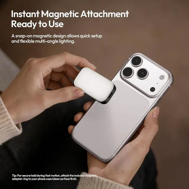 Alt view image 2 of 6 - Deuninker M02 MagSafe Selfie Light Portable Mini Magnetic Phone Flash Light with Bluetooth for iPhone 7W Rechargeable Photography Vlog Fill Light for Content Creators Video Tiktok Night Photos