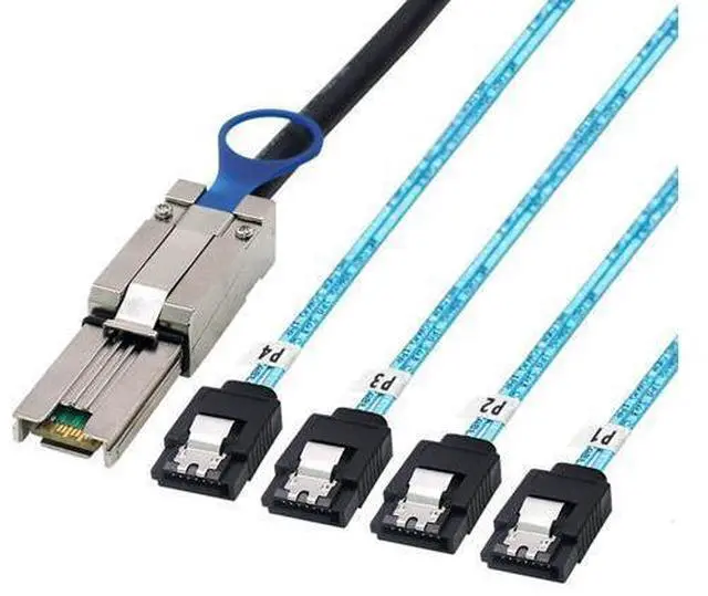 Main image of Deuninker Mini SAS HD SFF-8088 26P to 4X SATA 7P Female Cable 6Gbps High Speed Server Hard Drive Connection Cable, 28AWG, 10 Ohm (3M)