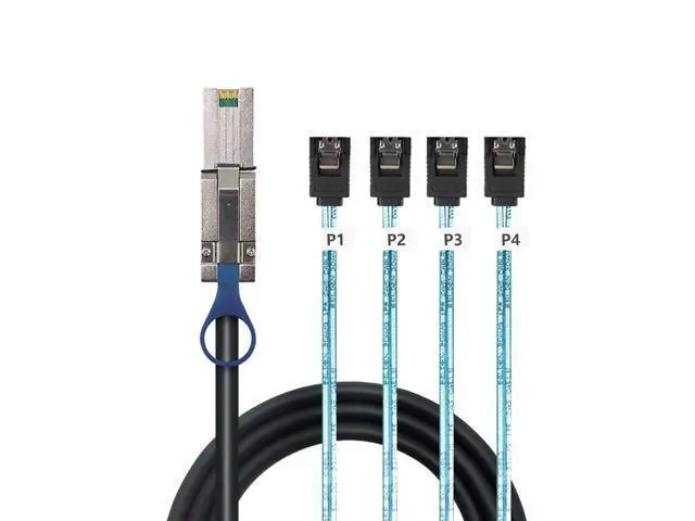 Alt view image 4 of 5 - Deuninker Mini SAS HD SFF-8088 26P to 4X SATA 7P Female Cable 6Gbps High Speed Server Hard Drive Connection Cable, 28AWG, 10 Ohm (3M)