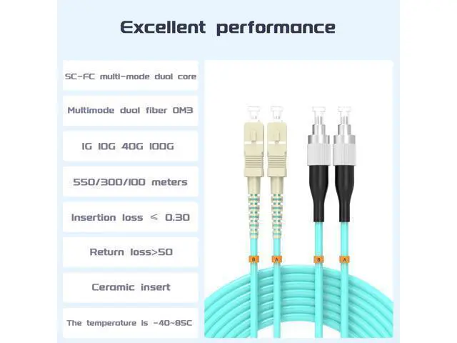 Alt view image 2 of 7 - Deuninker SC/UPC to FC/UPC Fiber Patch Cable OM3 25Meter/82ft 10GB/giga-bit Multimode Duplex Jumper 50/125?m LSZH Fiber Optic Cord