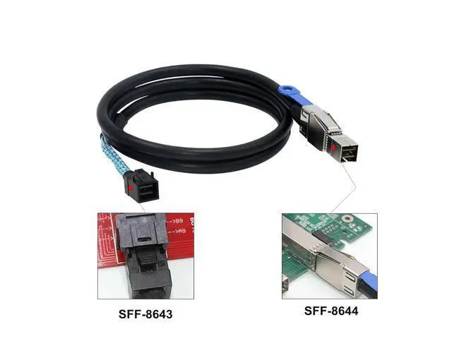 Alt view image 2 of 6 - Deuninker Heretom External Mini SAS HD SFF-8644 to Mini SAS HD SFF-8643 Data Server Raid 1m 3.3FT Cable