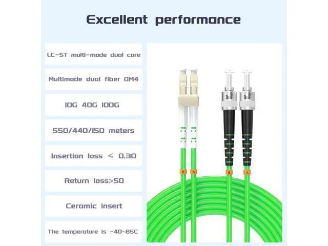 Alt view image 2 of 7 - Deuninker Fiber Patch Cable lc to st UPC om5 40Gb/100GB/giga-bit multimode Duplex Jumper MMF 50/125?m LSZH Fiber Optic Cord,8Meters/26.2ft