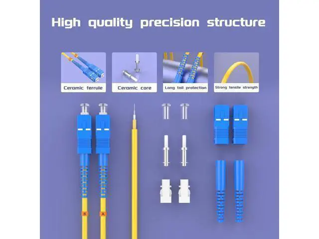 Alt view image 3 of 6 - Deuninker 75Meters 246ft LC/UPC-SC/UPC Single-Mode Fiber Optic Cable LC to SC OS2 Jumper Optical Patch Cord Duplex 9/125um Yellow LC-SC