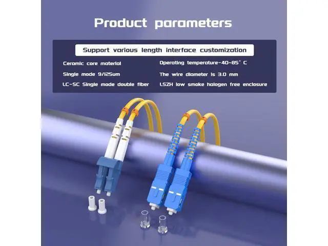 Alt view image 5 of 6 - Deuninker 75Meters 246ft LC/UPC-SC/UPC Single-Mode Fiber Optic Cable LC to SC OS2 Jumper Optical Patch Cord Duplex 9/125um Yellow LC-SC